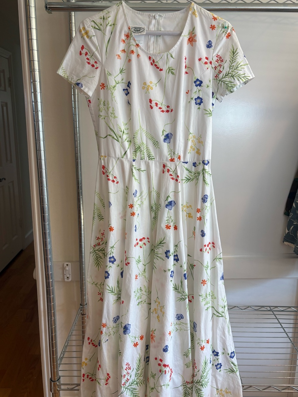 Laura Ashley White Floral Short-Sleeve Midi Dress